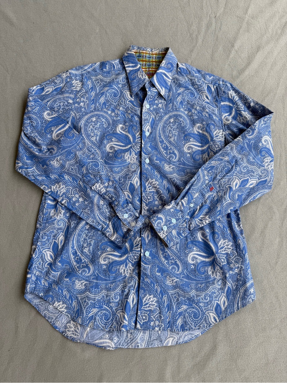 Robert Graham Blue Paisley Classic Fit Button Up Shirt Mens Sz Medium Longsleeve